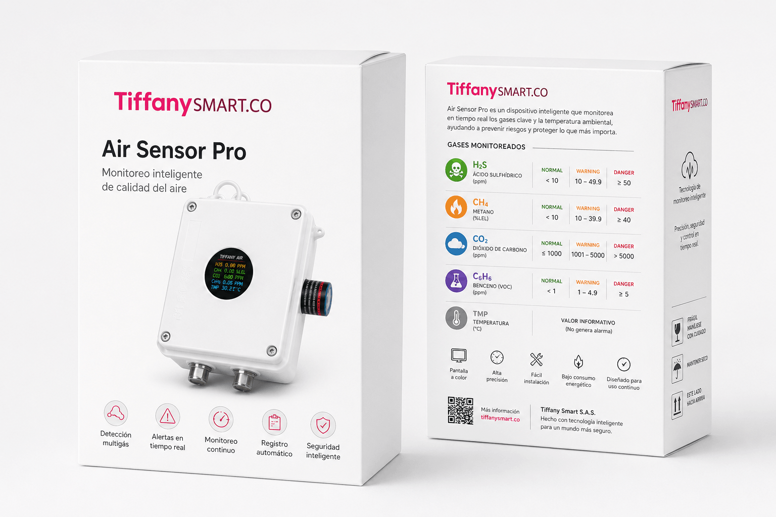 Tiffany Air Sensor Pro — Empaque